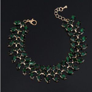 Bracelet Emerald Green Gold Chain Marquis